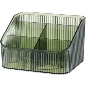Makeup Organizer Cosmetics Storage Box, Large Capacity Make Up Brush Holder Organizer Vanity Accessories, Bathroom Countertops, Desk Storage Container, Cosmetic Display cases(Green-L)