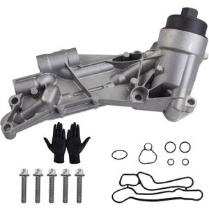 Upgrade aluminum Oil FILTER HOUSING With Engine Oil Cooler and aluminum cap compatible with Chevy Cruze Aveo Sonic MalibuPontiac G3Saturn Astra 1.6L 1.8L