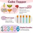 HERSITY Wooden Birthday Cake Toy Play Food Sets, Pretend Baking Kitchen Playset for Toddlers, Afternoon Tea Party Cake Toys Gifts for 3 4 5 Years Old Kids Girls Boys