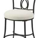 Bronze Decorative‑Back Iron Upholstered Vanity Stool  18.7"D x 15.94"W x 32.48"H