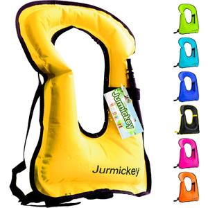Inflatable Snorkel Vest Adults, Portable Snorkel Jacket, Buoyancy Vest for Snorkeling, Swimming, Kayaking, Boating, Safety Load Up to 220 Ibs (Yellow)