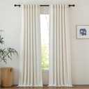NICETOWN Faux Linen Sheer Cream Curtains for Bedroom, Rod Pocket & Back Tab Rustic Semi Sheer Window Treatments with Light Penetration Drapes for Living Room/Kids Room, W52 x L90, 2 Panels