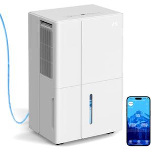105 Pints Basement Dehumidifier with Pump, 5000 sq.ft Large Dehumidifiers with Drain Hose, 1.7 Gal Water Tank, Intelligent Humidity Control, Auto Shutoff, 24H Timer, for Basement, Large Room, Garage