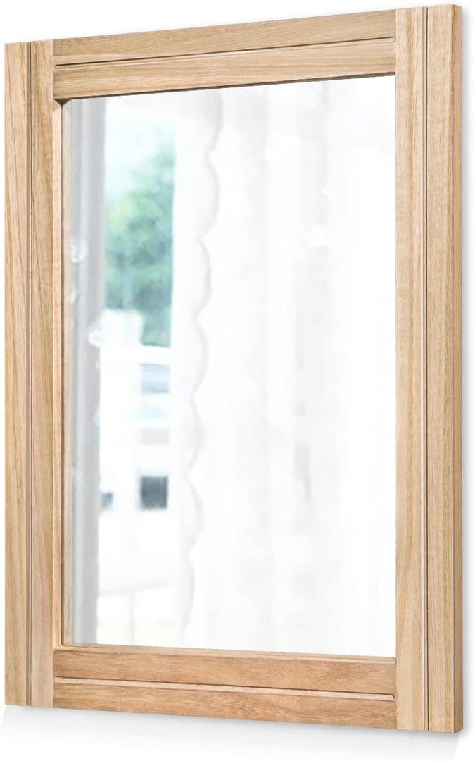 AAZZKANG Rustic Mirrors for Wall Rectangle Wood Frame Mirror 50 x 40 cm Farmhouse Bedroom Bathroom Decorative Mirror