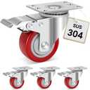 W B D WEIBIDA Stainless Steel 3 Inch Caster Wheels with Brake, Rust-Proof Heavy Duty 304 Casters Set of 4, Anti-Corrosion Industrial Castor for Furniture, Labs, Hospitals, Restaurants