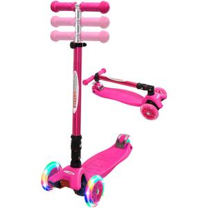 ChromeWheels Foldable Scooters for Kids, Deluxe Kick Scooter 4 Adjustable Height 132lbs Weight Limit 3 Wheel, Lean to Steer LED Light Up Wheels, Best Gifts for Girls Boys Age 3-12 Year Old (# Pink)