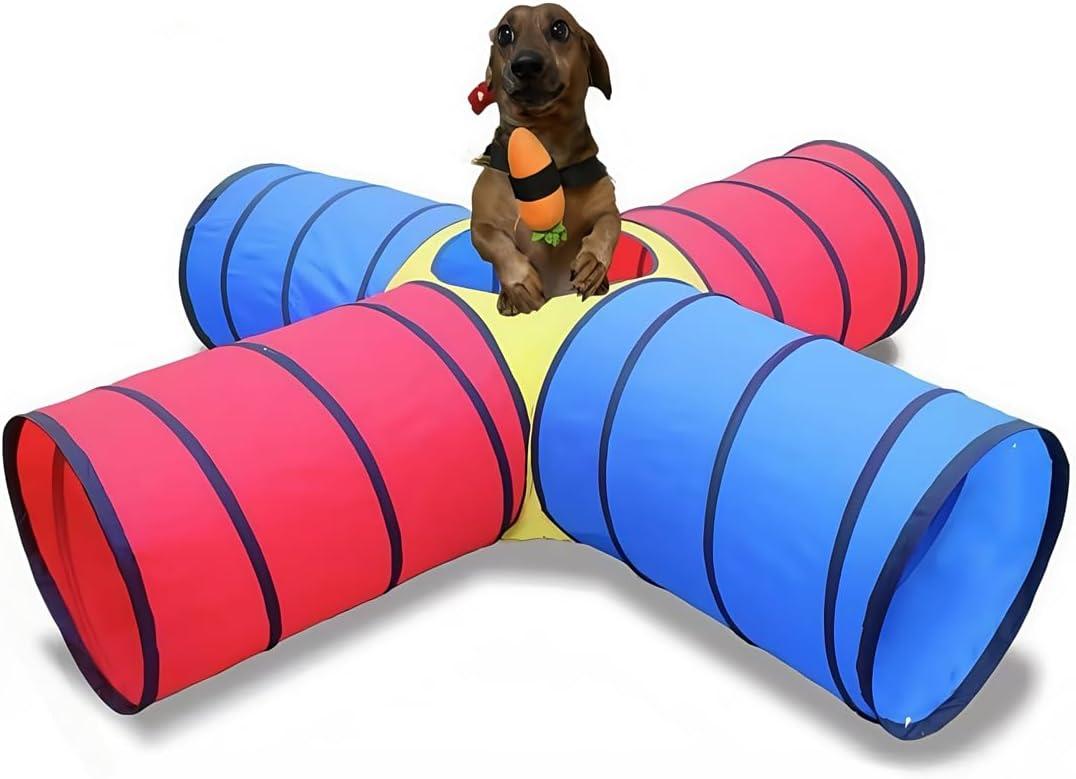 Dog Agility Tunnel for Small & Medium Dogs and Puppies – Durable Oxford Fabric, Pop-Up Exercise & Training Toy for Indoor Outdoor Play, Interactive Pet Tunnel with Storage Bag