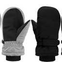 Geyoga 2 Pairs Kids Ski Gloves Waterproof Warm Snow Mittens Winter Warm Gloves for Outdoor Activities(3-5 Years,Black, Gray, Army Green, Royal Blue)