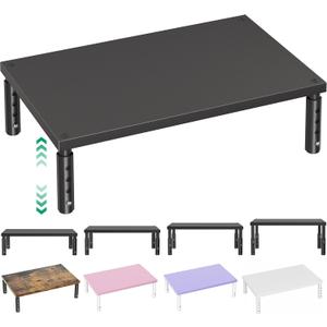 OPNICE Desk Organizers and Accessories, Adjustable Computer Monitor Stand Riser, Laptop Stand for Desk, Office Desk Accessories & Workspace Organizers for Home Office, Black Wood