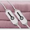 Electric Heated Blanket 84"x90" Queen Size, Soft Coral Fleece, Dual Controllers with 4 Heating Levels and 10 Hours Auto-Off, Machine Washable, Cozy Plush Fabric for Home, Purple