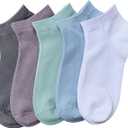 SERISIMPLE Women Viscose Bamboo Ankle Socks Low Cut Thin Sock Lightweight Pastal Color Soft Sock 5 Pairs (Large)