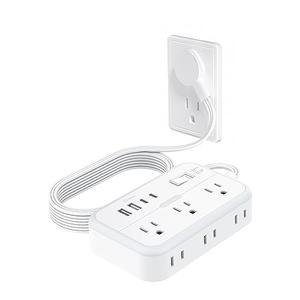 Power Strip with 6 Outlets 4 USB Ports(2USB C), Flat Extension Cord with Multiple Outlets, 1080 Joules, 5 ft Flat Plug Outlet Extender for Indoor, Office Supplies, Dorm Room Essentials