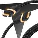 TITAN 8K HDMI 2.1 Cable, 6 ft Braided Cord, Amber LED Light Strip, Ultra High-Speed Cable with HDR, VRR & QMS, 48 GBPS, Black, 60866 (6ft)