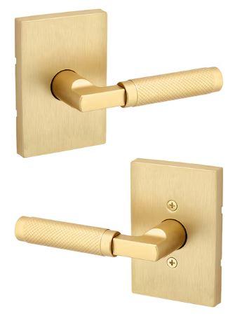 Kwikset Prava Interior Passage Door Knurled Handle, Lever for Closet and Hallway Doors, Reversible Non-Locking Handle Lever, Satin Brass