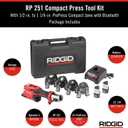 RIDGID 78148 RP 251 Compact Press Tool Battery Kit with ProPress Jaws (1/2" to 1-1/4"), In-Line Pressing Tool for Copper, Stainless Steel, PEX, and Carbon Steel