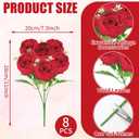 8 Pack Red Peonies Artificial Flowers, Fake Silk Hydrangea Bouquet for Bridal Wedding Home Table Decor Reusable Dining Opening Ceremony Birthday Arrangement Faux Floral