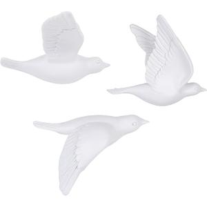 Bird Wall Sculptures Set of 3-3D Wall Art Decor for Living Room, Home Decor Modern GoldEN Wall Decor & Bird Gallery Wall Art (White)