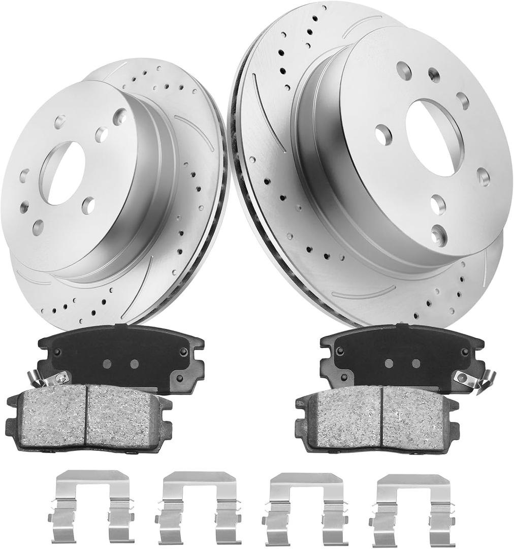 Anpulsero Brake Pads And Rotors Kit Rear Compatible with 2010-2017 Chevrolet Equinox, GMC Terrain, 303mm(11.9in) Vented Rear Rotor, Automotive Replacement Brake Kits Geomet 55178 D1275-8391