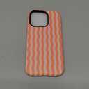 Magnetic for iPhone 16 Pro Case Cute Wavy Stripes Phone Case, Shockproof Slim TPU and Hard PC Protective Phone Cover Compatible with MagSafe Designed for Women Girls, Orange