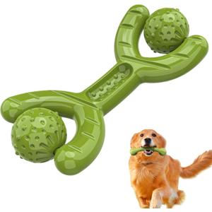 Indestructible Dog Toys for Aggressive Chewers, Heavy Duty Chew Proof Toys for Large Dogs, Durable Interactive Chew Toys for Adult Dogs with Anxiety Relief (Green)