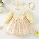 Toddler Baby Girl Dress Infant Girl Clothes Outfits Tulle Dresses Princess Wedding Dress for Baby Girls 3M to 3 Year (Yellow)