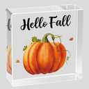 Fall Decorations for Home Fall Decor Pumpkin Home Room Table Acrylic Sign Rustic Shelf Desk Office Decor Season Sign House Warming Gifts 4.9 x 4.9 Inch
