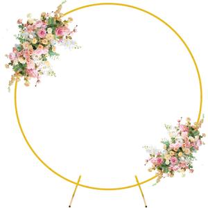 Fomcet 6FT Round Wedding Arch Circle Backdrop Stand Balloon Frame Gold Metal Wedding Arch for Ceremony Birthday Party Baby Shower Anniversary Bridal Graduation Background Decoration