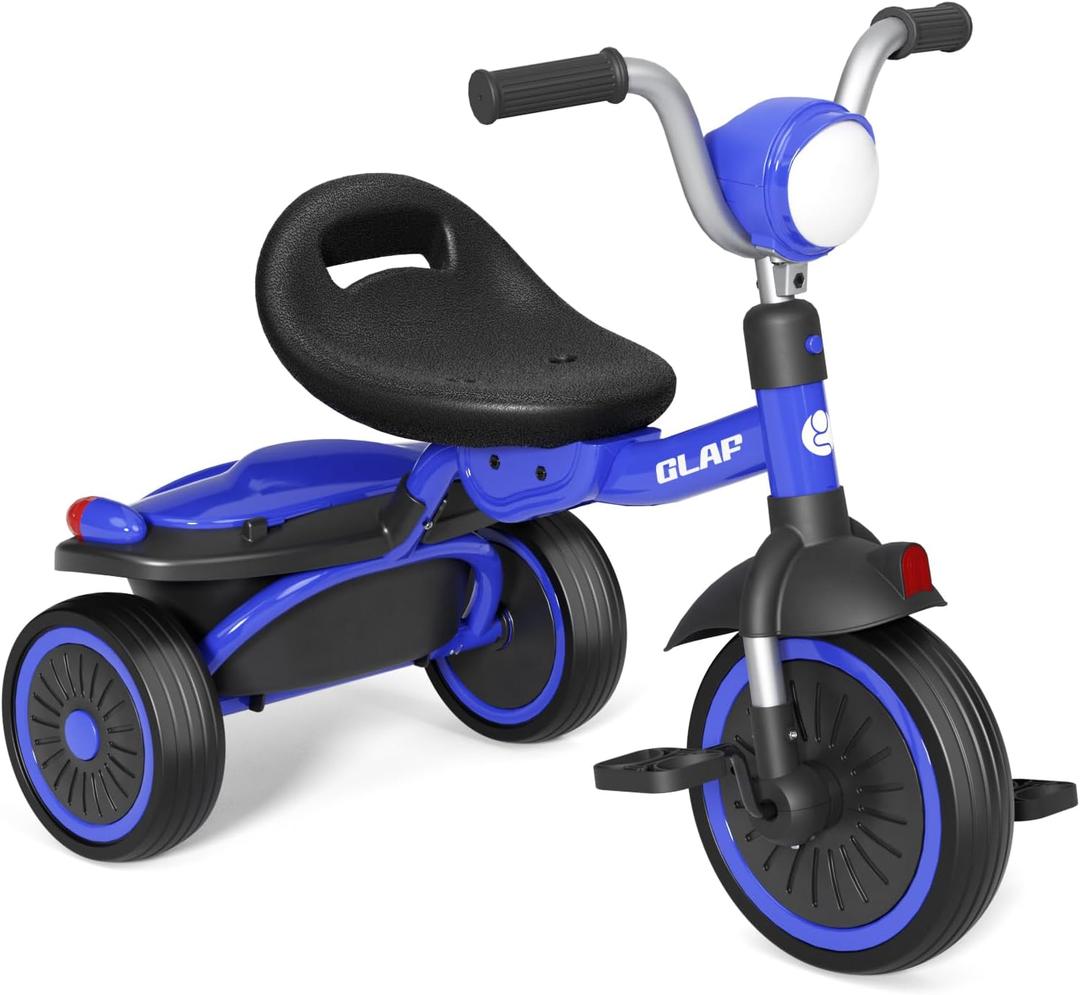 Glaf Toddler Bike for 2-5 Year Olds Tricycle for Toddler 1-3 Kids Tricycle Baby Bike with Adjustable Seat and Storage Basket Kids Trike Toys & Birthday Gifts for 1+ Years Old Boys Girl (Blue)
