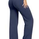 OQQ Yoga Pants Women High Waist Stretch Casual Soft Straight Leg Bottoms, L
