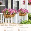Window Box Railing Planter with Coco Liner 4 Pack 24 Inch Metal Hanging Flower Planter Deck Railing Planters Boxes for Balcony Outdoor Plants Fence Porch Patio