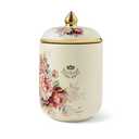 Fanquare Porcelain Tea Canister, Normal Size Ceramic Jar, Vintage Gold Floral Countertop Container for Sugar, Tea, Coffee