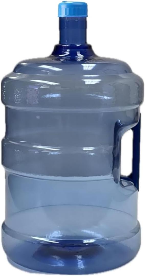Made in USA Plastic 5 Gallon Water Bottle w/Cap PVC Reusable Jug Container Water Can Easy Grip Carry Handle Non-Spill Completely Leak-Proof Water Gallon Perfect Home Kitchen blue