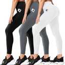 FULLSOFT 3 Pack Leggings for Women High Waisted Soft Black Yoga Pants for Workout Athletic Running Reg, Large-X-Large