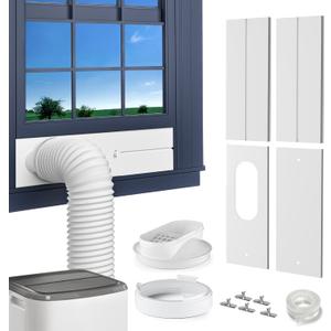 Portable AC Window Vent Kit, with 5.9" Exhaust Hose, 5.9" Coupler and Bird Guard, Adjustable Air Conditioner Window Seal Kit Length Range (17" to 63"), Universal Sliding AC Vent Kit