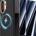 Leather Case for Samsung Galaxy Z Fold 7 with Hinge Protection, [Compatible with MagSafe] with 2 X Privacy Screen Protector Magnetic Cover for Galaxy Z Fold7 2025 [Without Front Frame], Black