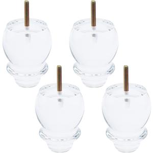 Geesatis Premium 4-inch Clear Acrylic Furniture Legs (Set of 4) - Gourd Shape Design for Sofa, Coffee Table, Desk, Cabinet, Bed, Ightstand, Dresser & DIY Upgrades - Includes Mounting Plates & Screws
