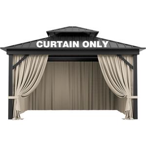 Outdoor Gazebo Curtain Replacement Universal 4-Panel Sidewalls 10' X 12',Outdoor Patio Waterproof Privacy Curtain with Double Zipper for Patio,Garden, and Backyard (Curtain Only)