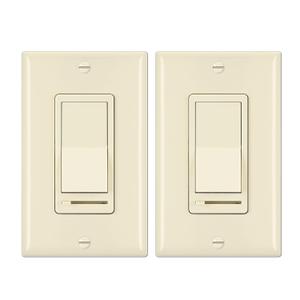 BESTTEN 2 Pack Almond Dimmer Wall Light Switch, Compatible with Dimmable LED, CFL, Incandescent and Halogen Bulb, Single Pole or 3-Way Dimmer Switches, 120VAC, Decorator Wall Plate Included