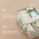 Blissful Diary Checkered Diaper Caddy Organizer, Stylish Nursery Storage Basket, Gift for Baby Shower, Newborn Essentials, Registry Search Must Haves, Sage Green