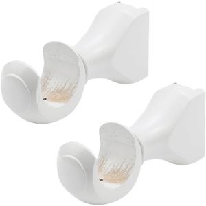 KUMGROT 2 Pack Wooden Curtain Rod Brackets 35mm/1.37in Diameter Window Curtain Rod Support Heavy Duty Single Curtain Rod Holders Curtain Rod Hook for 1-2/5" Pole, White