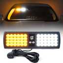 Xprite White Amber 48LED Visor Strobe Flashing Lights Interior Windshield Sunshield Hazard Warning Lights for Law Enforcement Emergency Vehicles Trucks