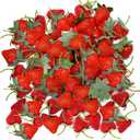 100PCS Plastic Artificial Red Strawberries, Fake Strawberries Dcor, Lifelike Fruit Plastic Strawberries for Home Kitchen Party Decor Photography Prop