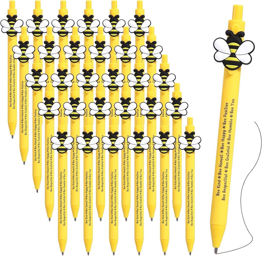 25 Set Christmas Gifts Bulk for Kids Bee Inspirational Pen Black Ink Motivational Ballpoint Pen with Positive Affirmation Christmas Gifts for Child Student Employee Teacher