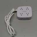 6 Ft Surge Protector Power Strip - 8 Widely Outlets with 4 USB Ports, 3 Side Outlet Extender with 6 Feet Extension Cord, Flat Plug, Wall Mount, Desk USB Charging Station, ETL,White