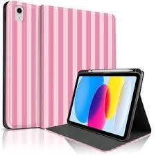 TopPerfekt Case for iPad 11th (A16) 11inch 2025 / 10th Generation 10.9inch 2022, Striped Cute Girly Collegiate Style Case with Pencil Holder for Kids, Boys, Girls, AntiSlip, AntiShock  Pink