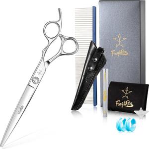 High-end Professional Dog Grooming Scissors Pet Grooming Shears 7 Inches Extremely Very Sharp Made Of Stainless Steel Alloy By Hand For Dog Cat Groomer