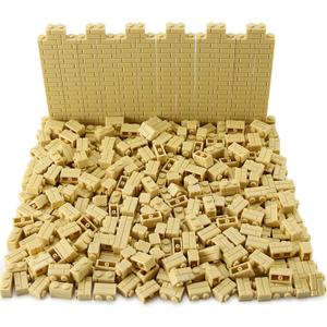Feleph 360 Pieces 1x2 Masonry Profile Bricks Building Blocks for Wall Parts and Pieces Diverse Bulk Toy Set Compatible with Major Brands (Tan)