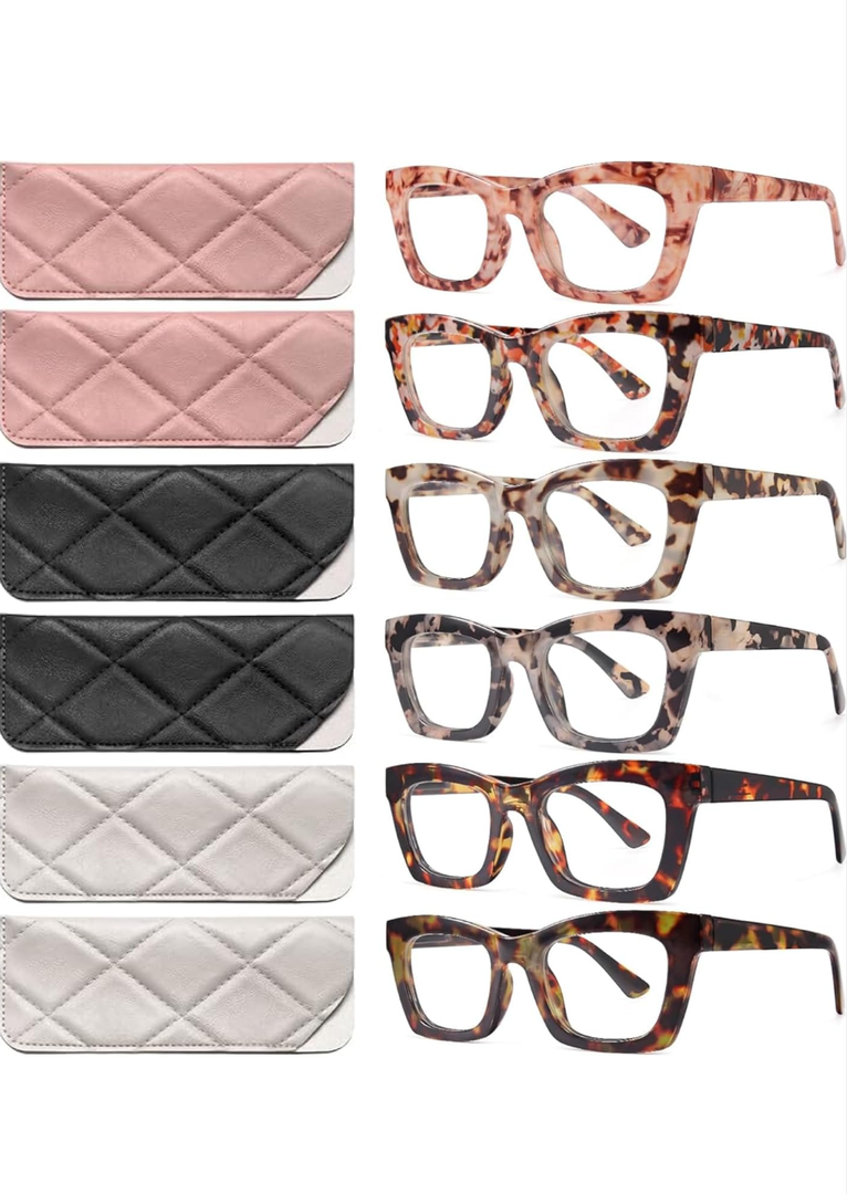 CCVOO Stylish Reading Glasses for Women, Eyeglasses, Blue Light Readers for Women, Computer Eye Glasses, Cheaters (+1.75)