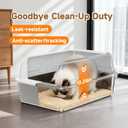 Stainless Steel Cat Litter Box XL for Big Cats, High-Sided Design Prevents Urine Leakage, Non-Stick, Easy to Clean, Includes Scoop, Gray