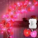 Dual Color & Timer 8 Modes - 6 FT 48 LED Prelit Lighted Valentines Garland Valentines Day Decorations, Valentines Day Garland with Red Pink Heart Lights for Mantle Table Home Wedding Valentine Decor